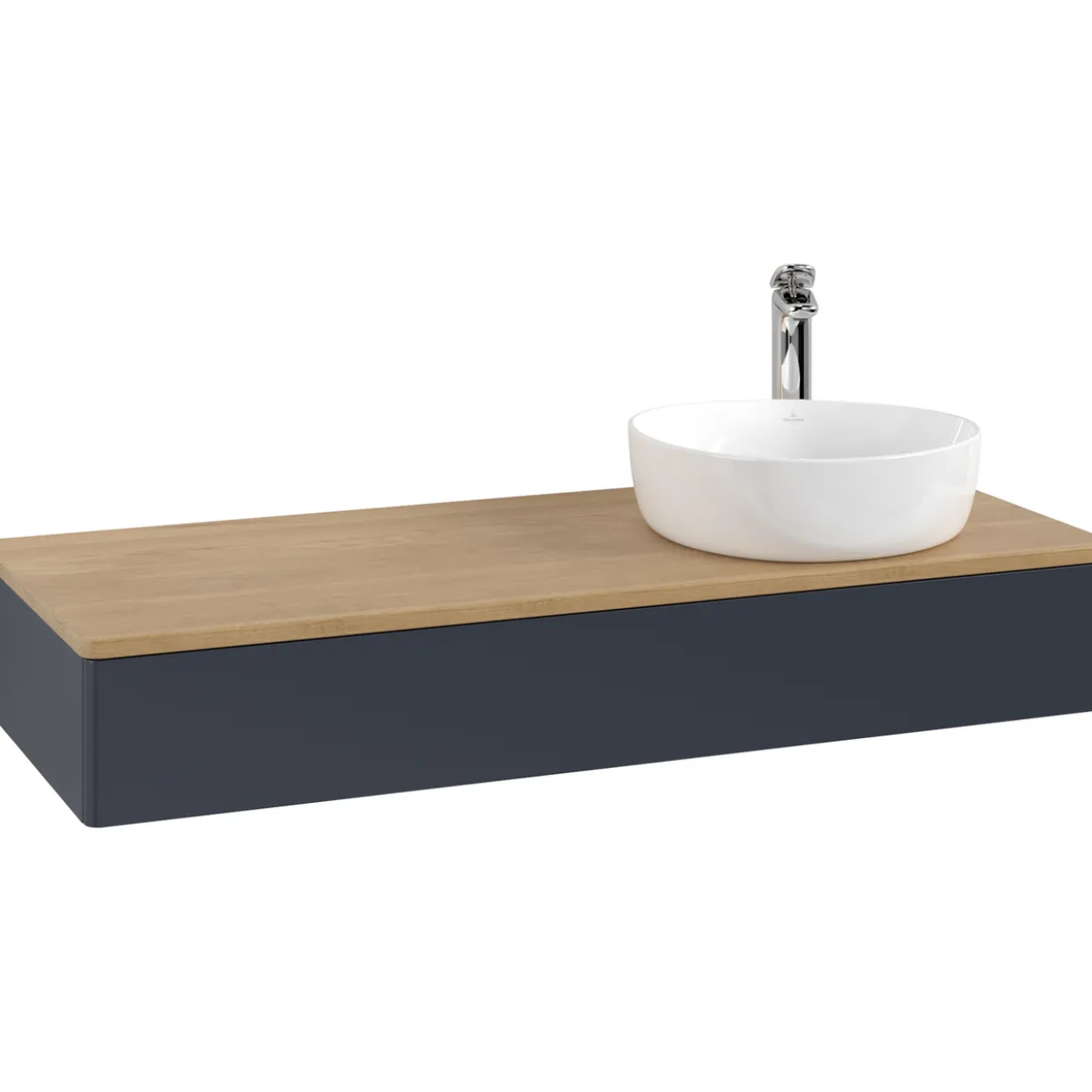 V&b antao servantskap 1 skuff glatt 1200x190x500 høyre m/kranhull blå/eik