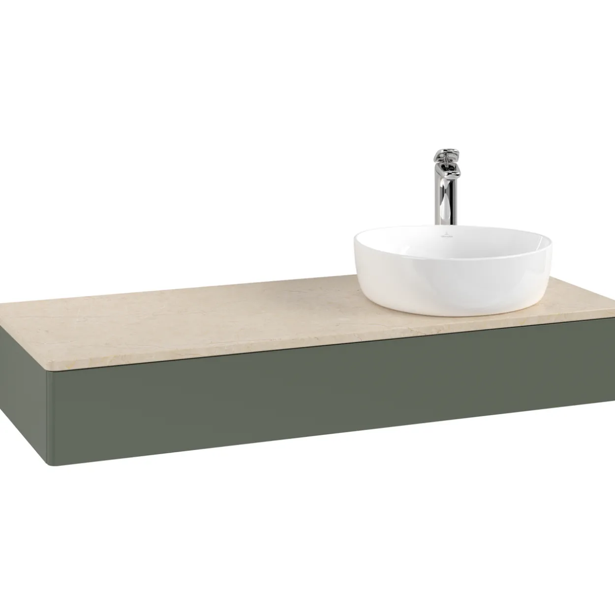 V&b antao servantskap 1 skuff glatt 1200x190x500 høyre m/kranhull grønn/créme