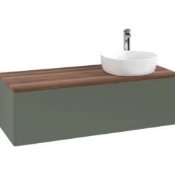 V&b antao servantskap 1 skuff glatt 1200x360x500 høyre m/kranhull grønn/valnøtt