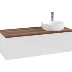 V&b antao servantskap 1 skuff glatt 1200x360x500 høyre m/kranhull hvit/valnøtt