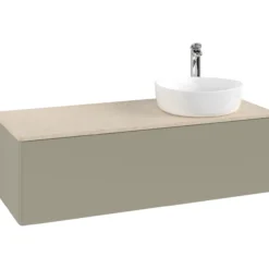 V&b antao servantskap 1 skuff glatt 1200x360x500 høyre m/kranhull m/lys stengrå/créme