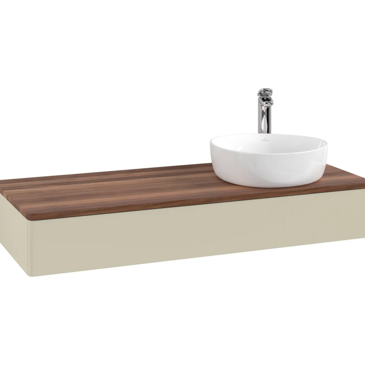 V&b antao servantskap 1 skuff glatt 1200x190x500 høyre m/kranhull silkegrå/valnøtt