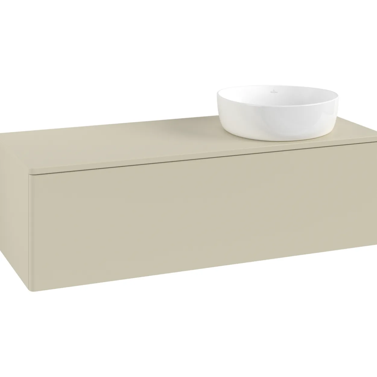 V&b antao servantskap 1 skuff glatt 1200x360x500 høyre m/kranhull silkegrå