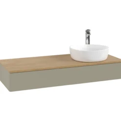 V&b antao servantskap 1 skuff glatt 1200x190x500 høyre m/kranhull stengrå/eik