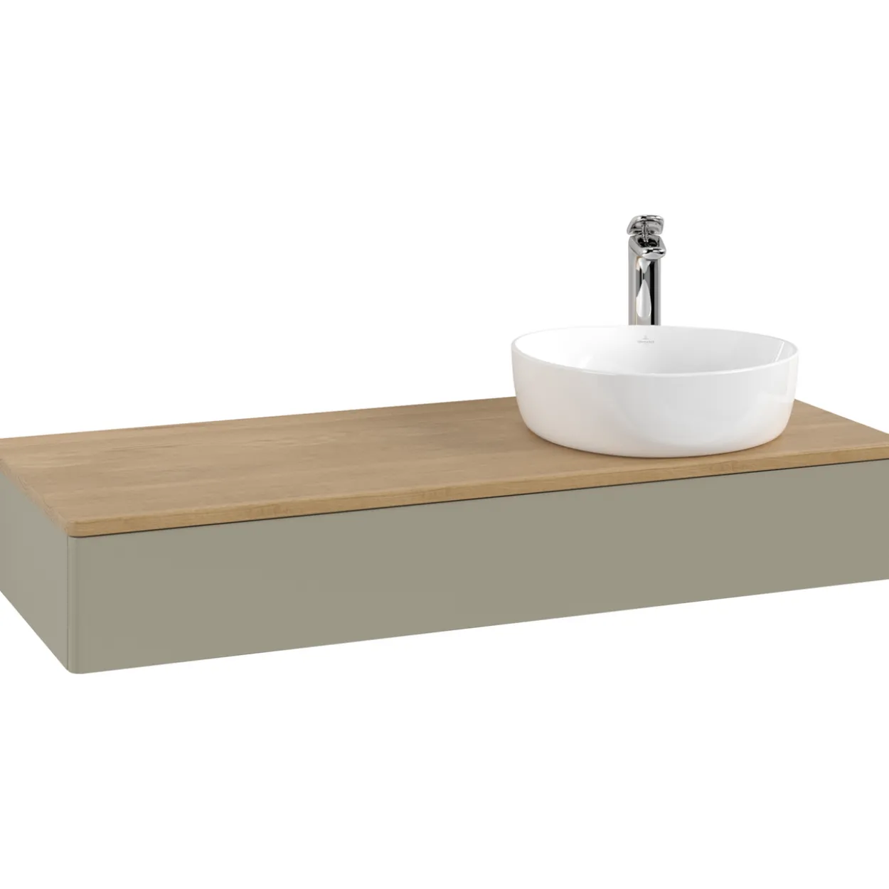 V&b antao servantskap 1 skuff glatt 1200x190x500 høyre m/kranhull stengrå/eik