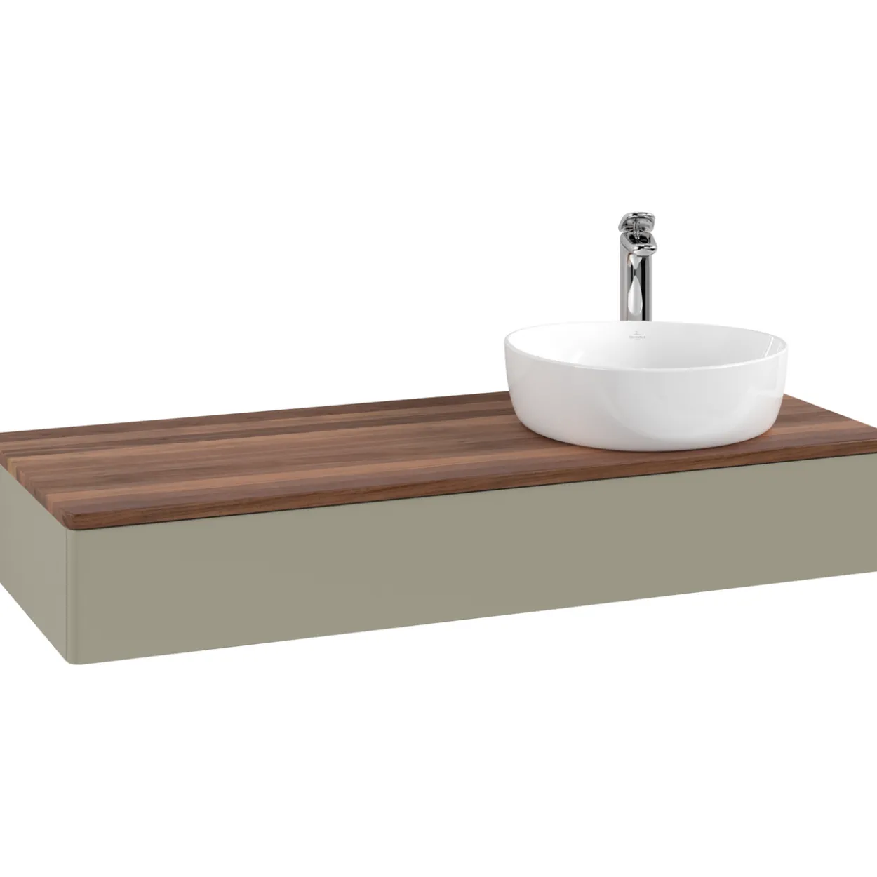 V&b antao servantskap 1 skuff glatt 1200x190x500 høyre m/kranhull stengrå/valnøtt