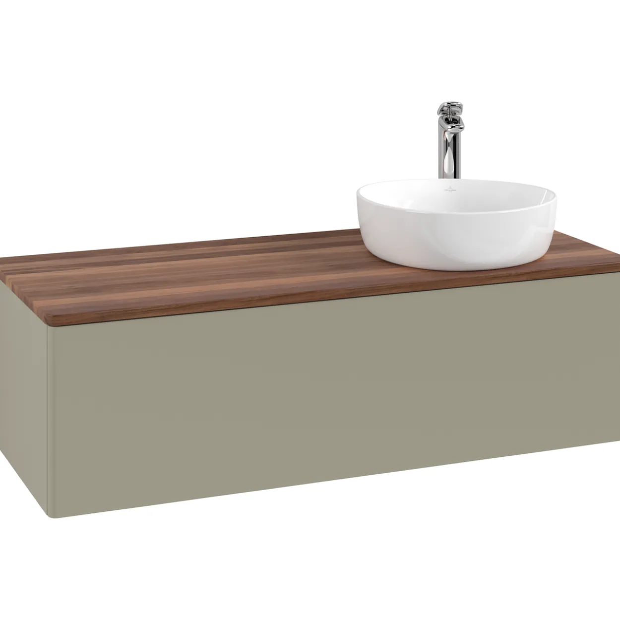 V&b antao servantskap 1 skuff glatt 1200x360x500 høyre m/kranhull stengrå/valnøtt