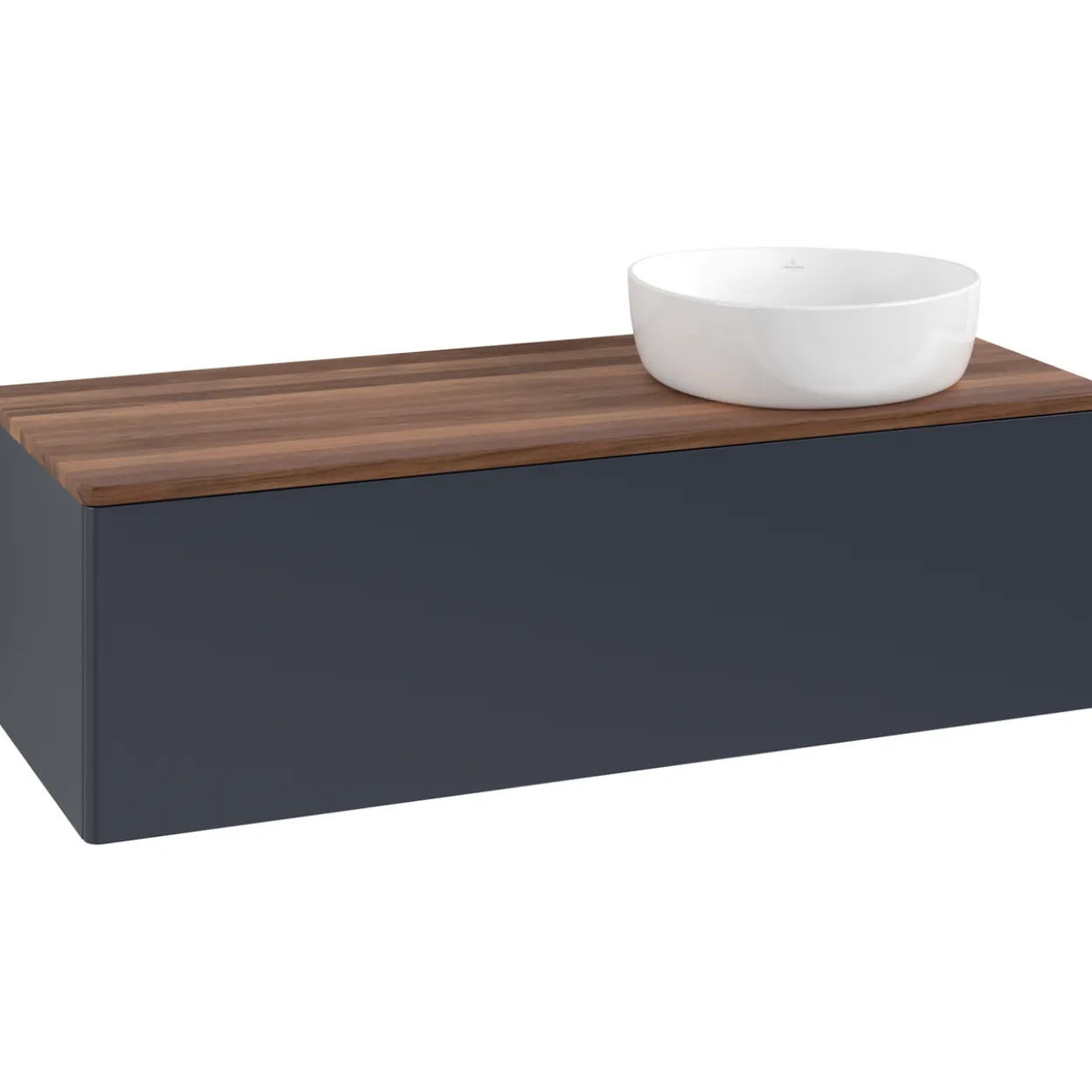 V&b antao servantskap 1 skuff glatt 1200x360x500 høyre u/kranhull blå/valnøtt