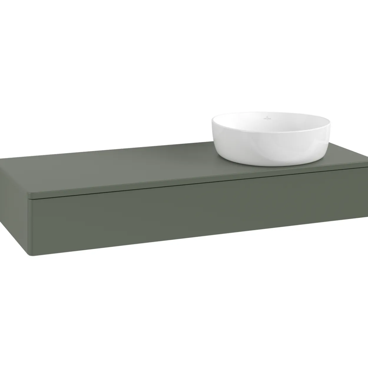 V&b antao servantskap 1 skuff glatt 1200x190x500 høyre u/kranhull grønn