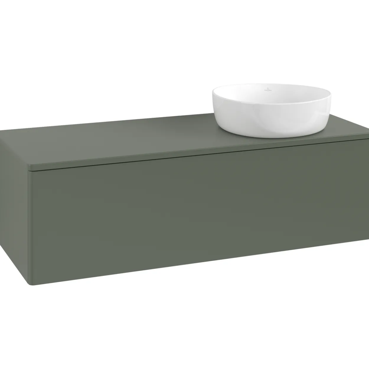 V&b antao servantskap 1 skuff glatt 1200x360x500 høyre u/kranhull grønn
