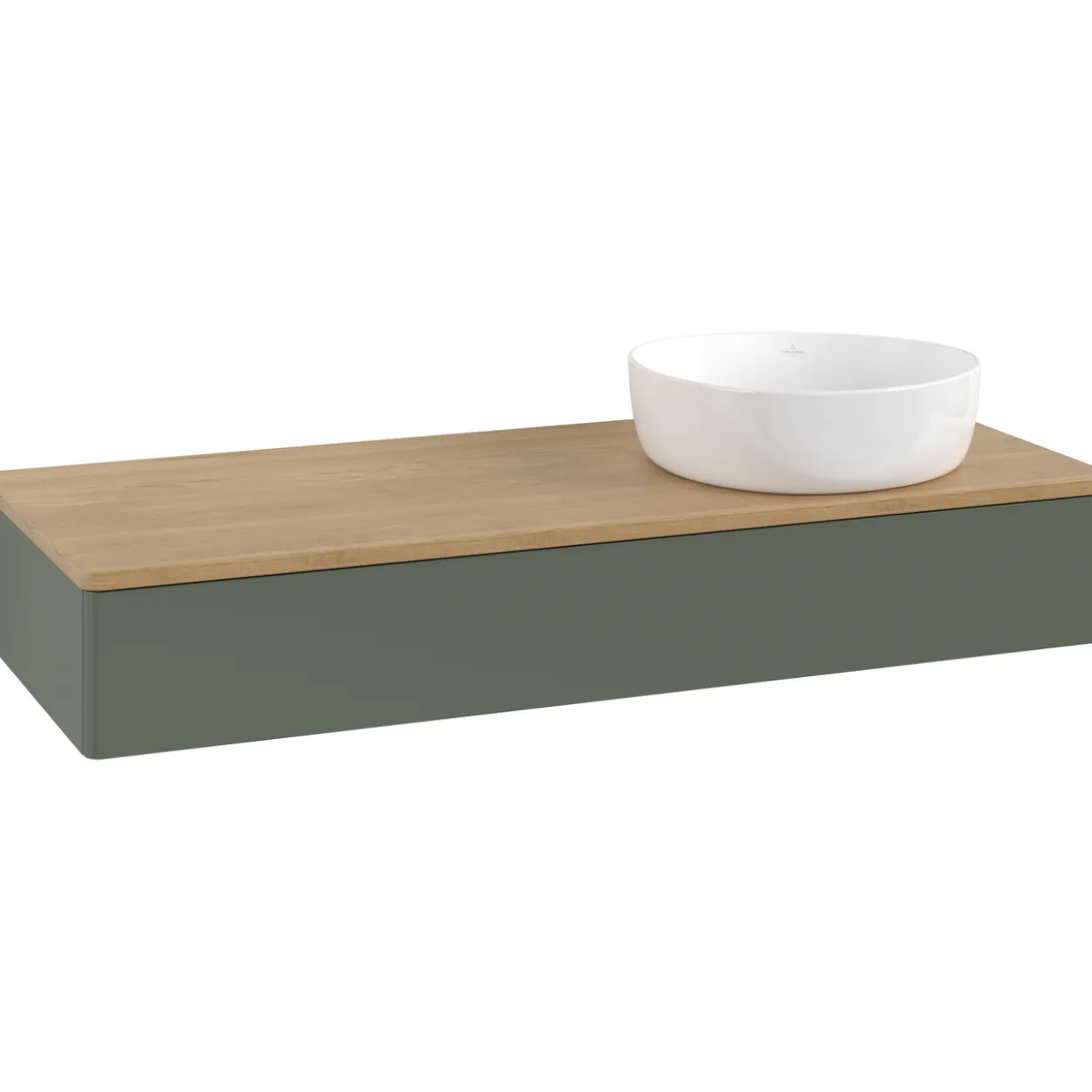 V&b antao servantskap 1 skuff glatt 1200x190x500 høyre u/kranhull grønn/eik