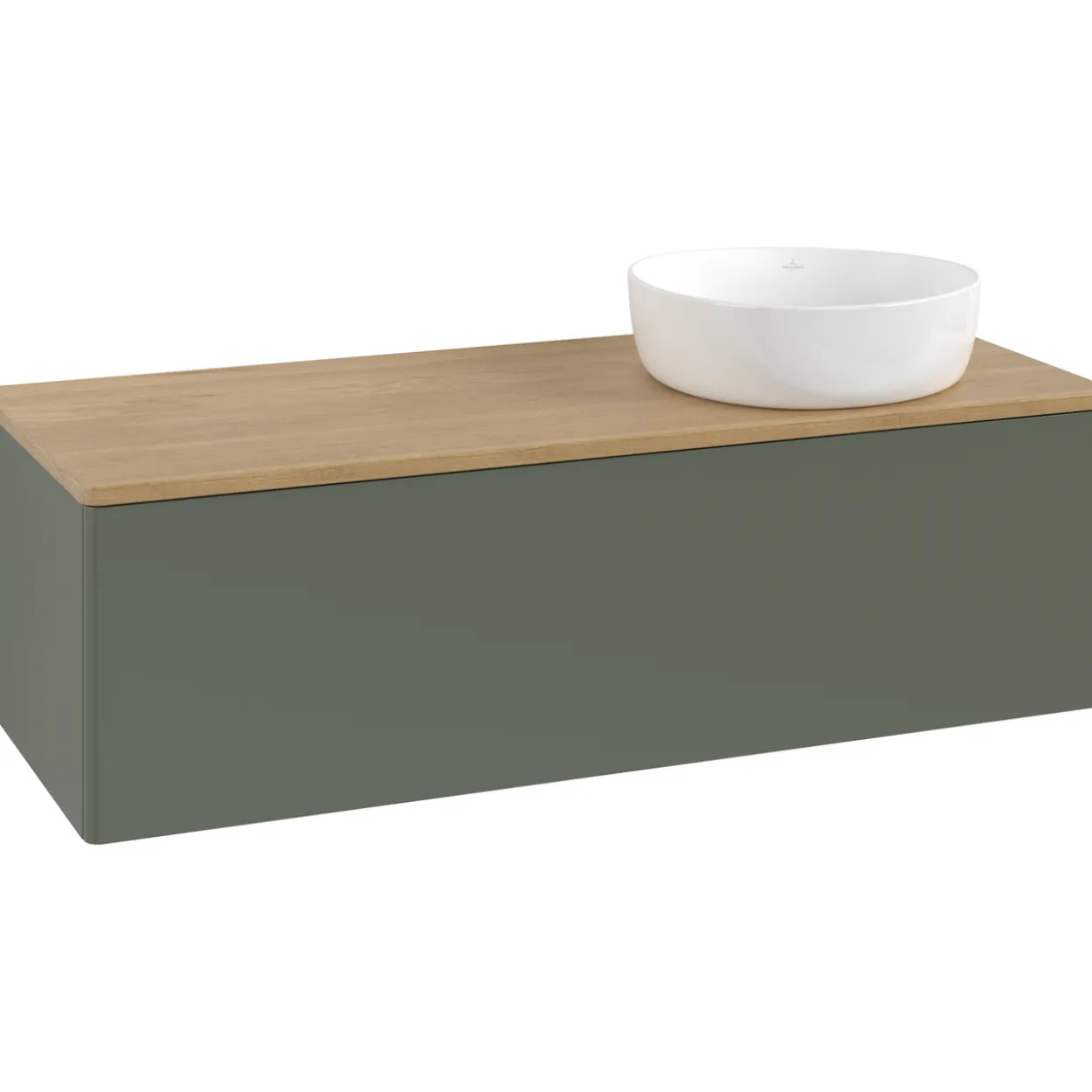 V&b antao servantskap 1 skuff glatt 1200x360x500 høyre u/kranhull grønn/eik