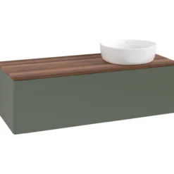 V&b antao servantskap 1 skuff glatt 1200x360x500 høyre u/kranhull grønn/valnøtt