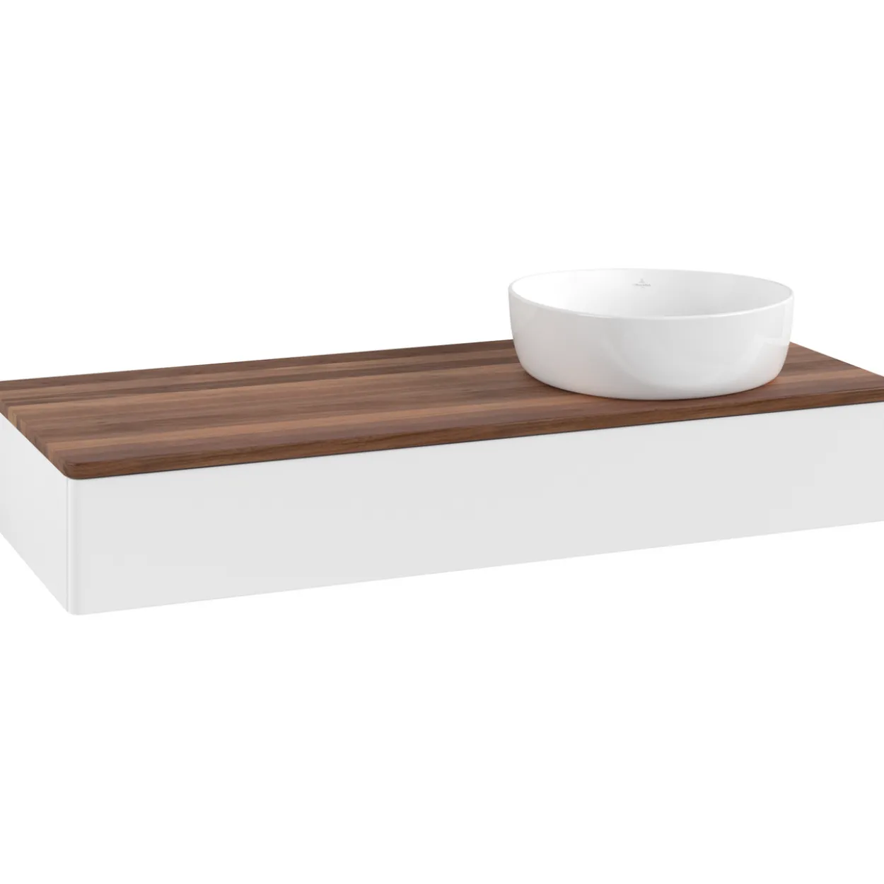 V&b antao servantskap 1 skuff glatt 1200x190x500 høyre u/kranhull matt hvit/valnøtt