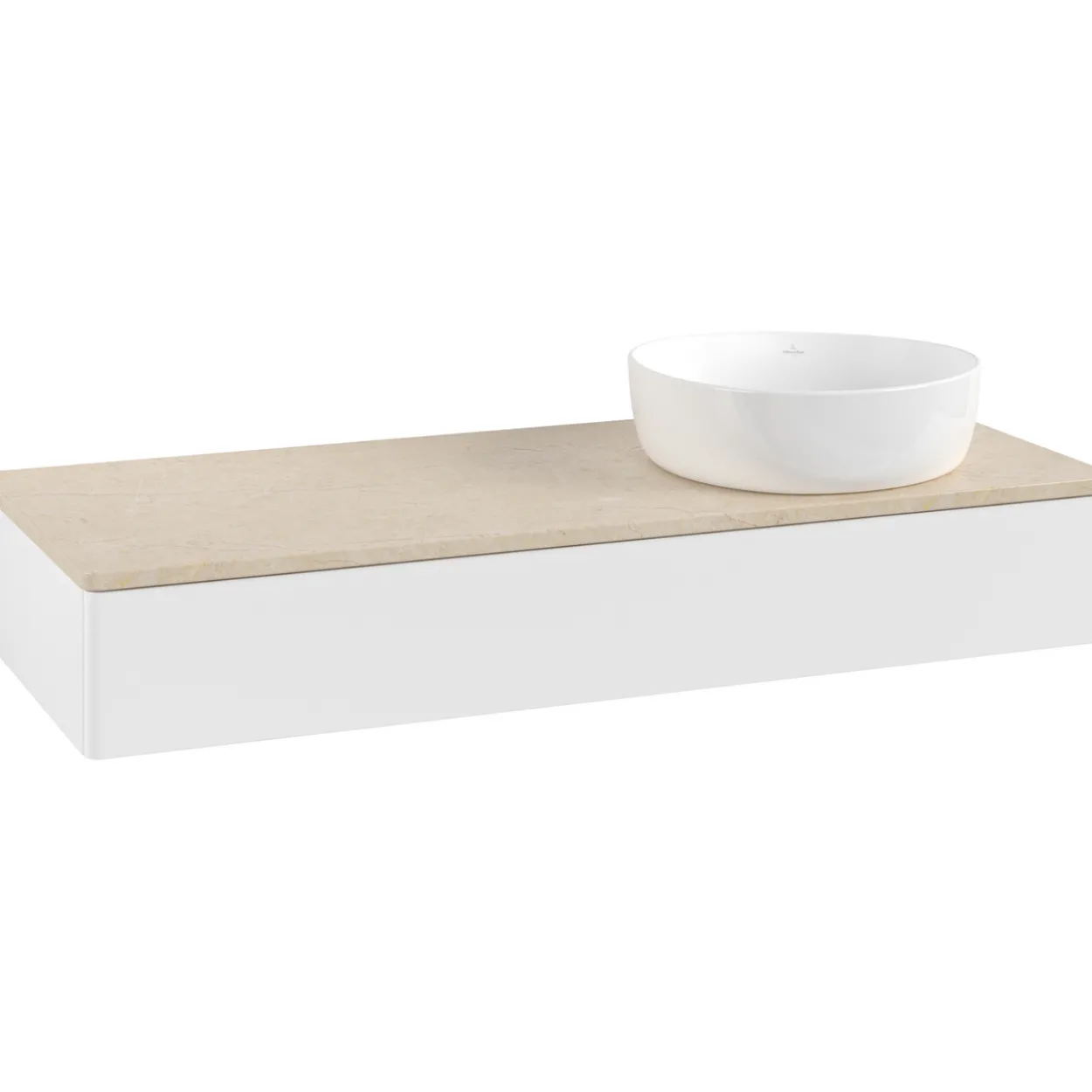 V&b antao servantskap 1 skuff glatt 1200x190x500 høyre u/kranhull matt hvit/créme