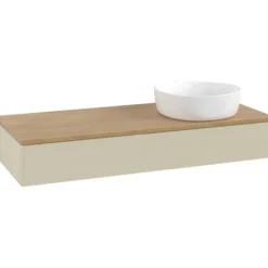 V&b antao servantskap 1 skuff glatt 1200x190x500 høyre u/kranhull silkegrå/eik