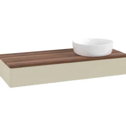 V&b antao servantskap 1 skuff glatt 1200x190x500 høyre u/kranhull silkegrå/valnøtt