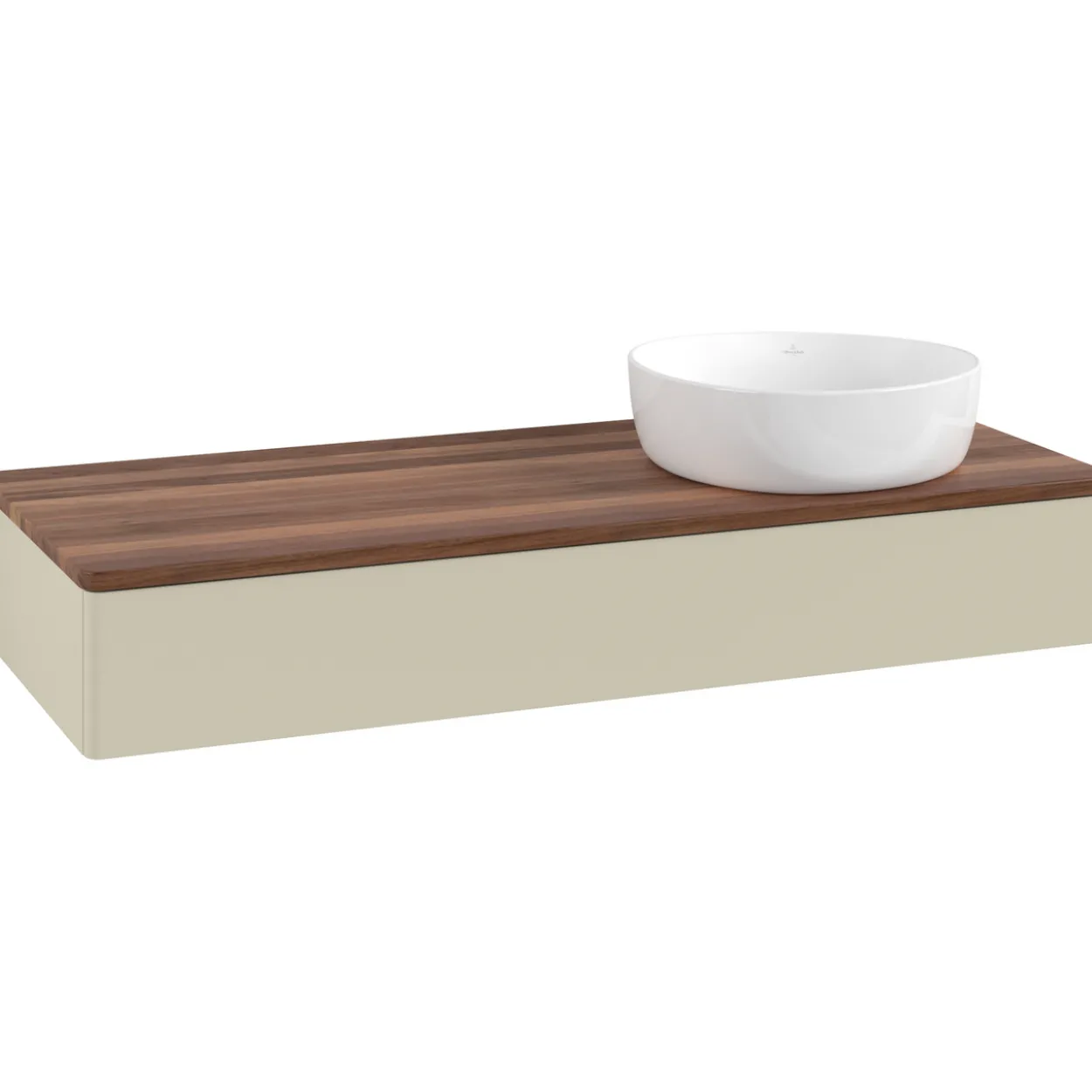 V&b antao servantskap 1 skuff glatt 1200x190x500 høyre u/kranhull silkegrå/valnøtt