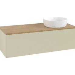 V&b antao servantskap 1 skuff glatt 1200x360x500 høyre u/kranhull silkegrå/eik