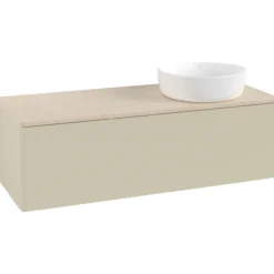 V&b antao servantskap 1 skuff glatt 1200x360x500 høyre u/kranhull silkegrå/créme