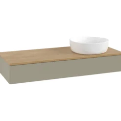 V&b antao servantskap 1 skuff glatt 1200x190x500 høyre u/kranhull stengrå/eik