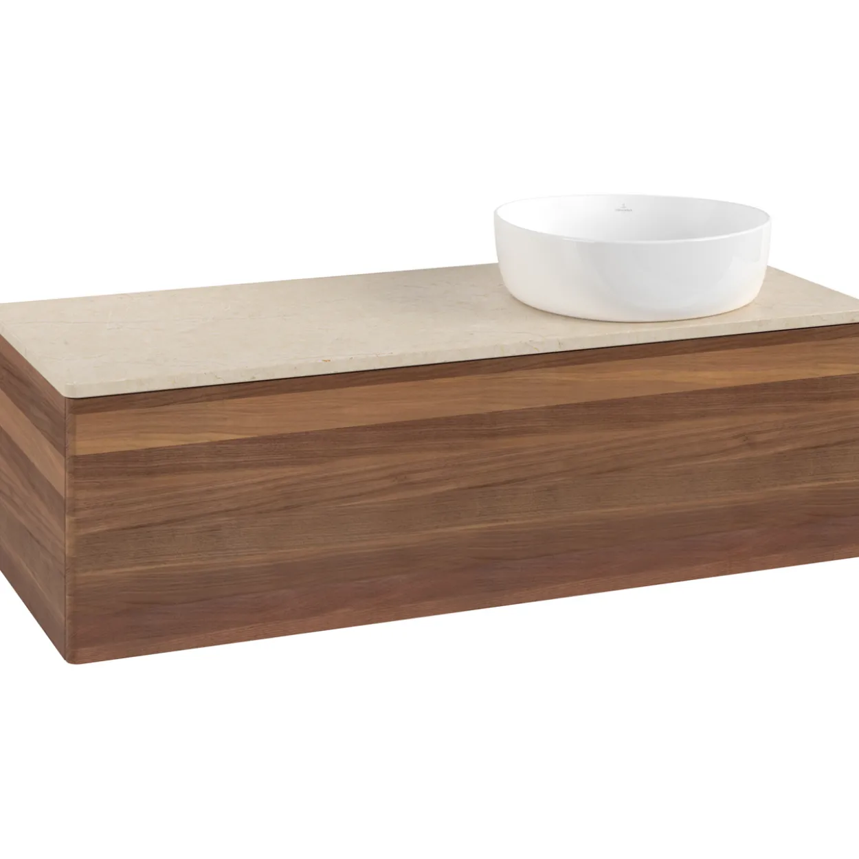 V&b antao servantskap 1 skuff glatt 1200x360x500 høyre u/kranhull valnøtt/créme