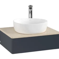 V&b antao servantskap 1 skuff glatt 600x190x500 m/kranhull blå/créme