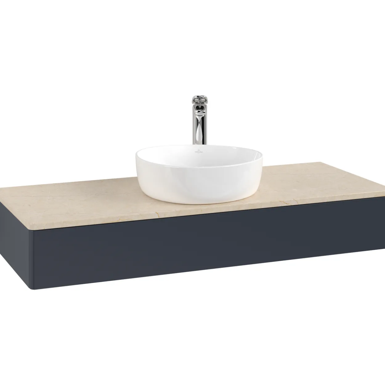V&b antao servantskap 1 skuff glatt 1200x190x500 m/kranhull blå/créme