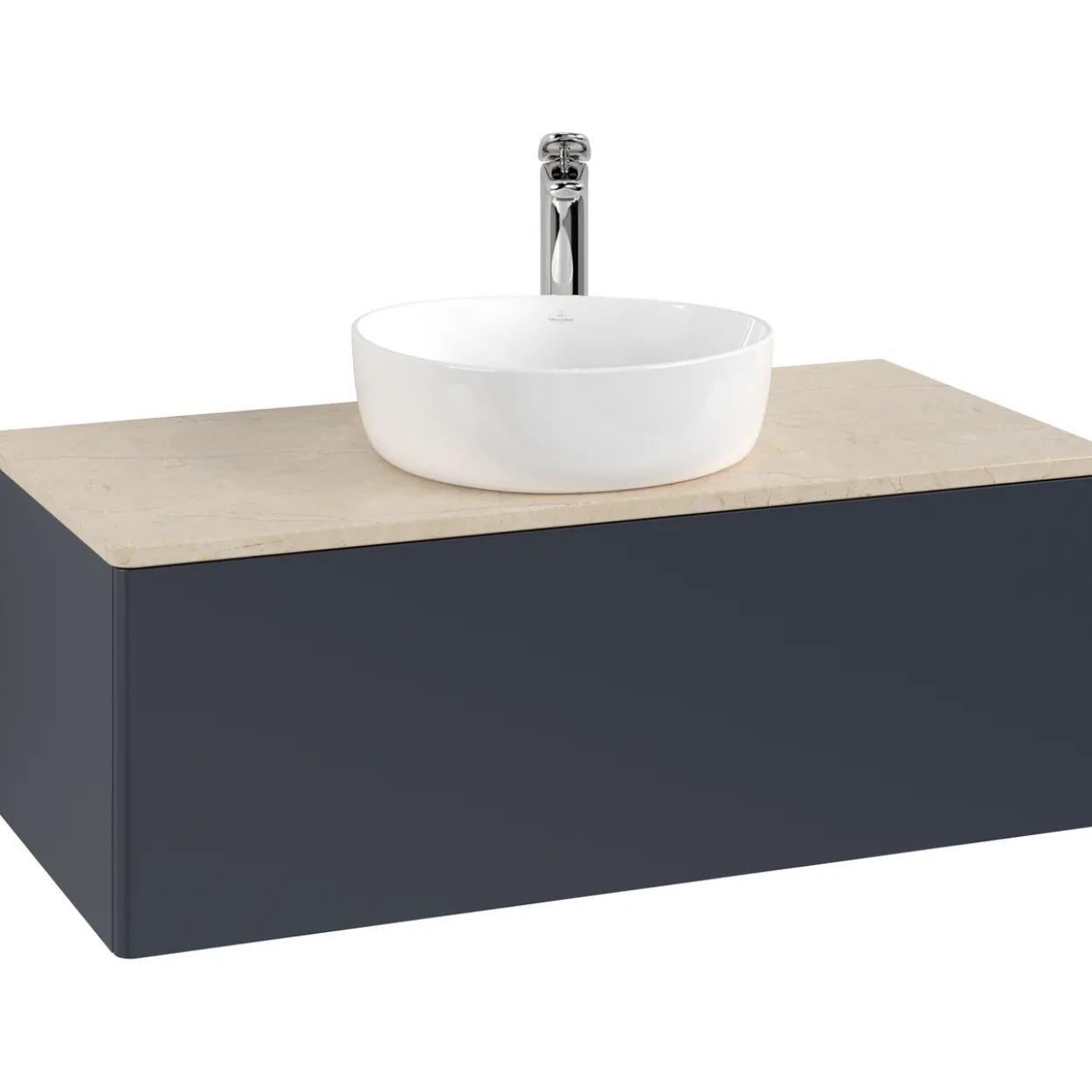 V&b antao servantskap 1 skuff glatt 1000x360x500 m/kranhull blå/créme