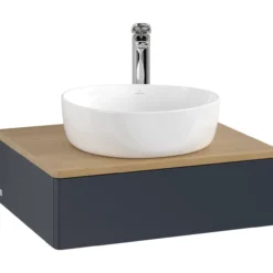 V&b antao servantskap 1 skuff glatt 600x190x500 m/kranhull blå/eik