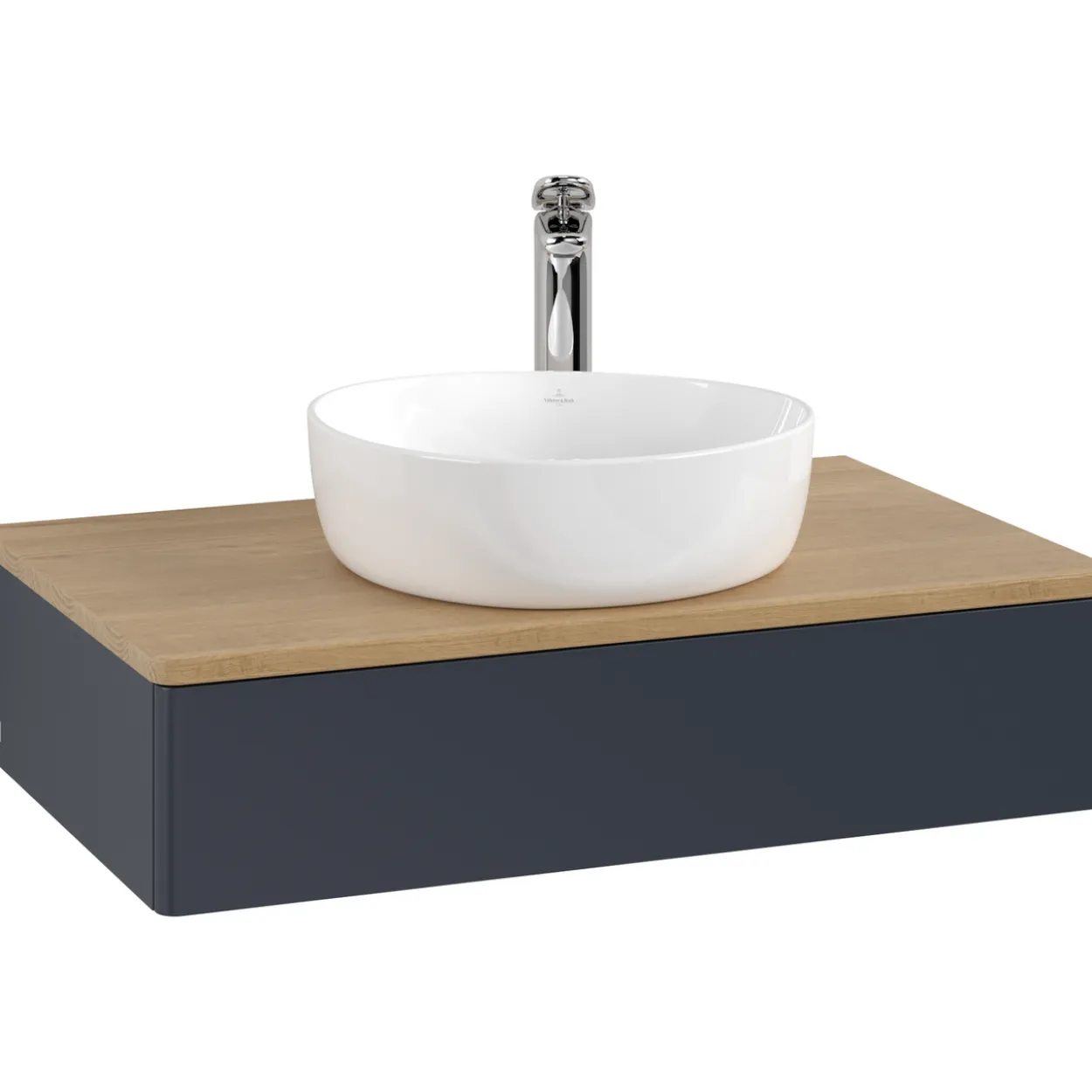 V&b antao servantskap 1 skuff glatt 800x190x500 m/kranhull blå/eik