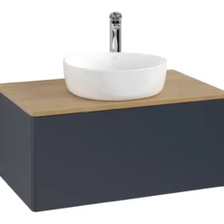 V&b antao servantskap 1 skuff glatt 800x360x500 m/kranhull blå/eik