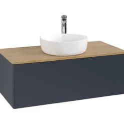 V&b antao servantskap 1 skuff glatt 1000x360x500 m/kranhull blå/eik