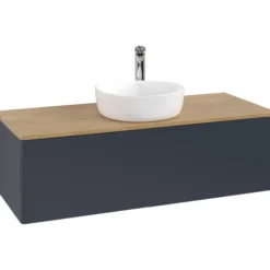 V&b antao servantskap 1 skuff glatt 1200x360x500 m/kranhull blå/eik