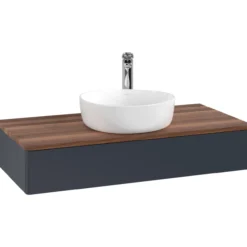V&b antao servantskap 1 skuff glatt 1000x190x500 m/kranhull blå/valnøtt