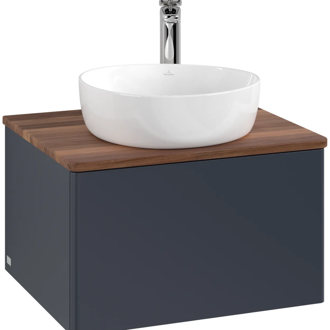 V&b antao servantskap 1 skuff glatt 600x360x500 m/kranhull blå/valnøtt