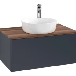 V&b antao servantskap 1 skuff glatt 800x360x500 m/kranhull blå/valnøtt