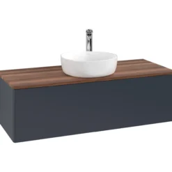 V&b antao servantskap 1 skuff glatt 1200x360x500 m/kranhull blå/valnøtt