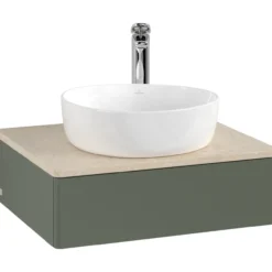 V&b antao servantskap 1 skuff glatt 600x190x500 m/kranhull grønn/créme