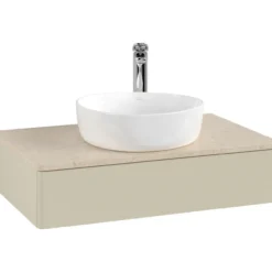 V&b antao servantskap 1 skuff glatt 800x190x500 m/kranhull m/lys silkegrå/créme