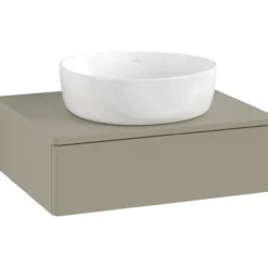 V&b antao servantskap 1 skuff glatt 600x190x500 m/kranhull m/lys stengrå