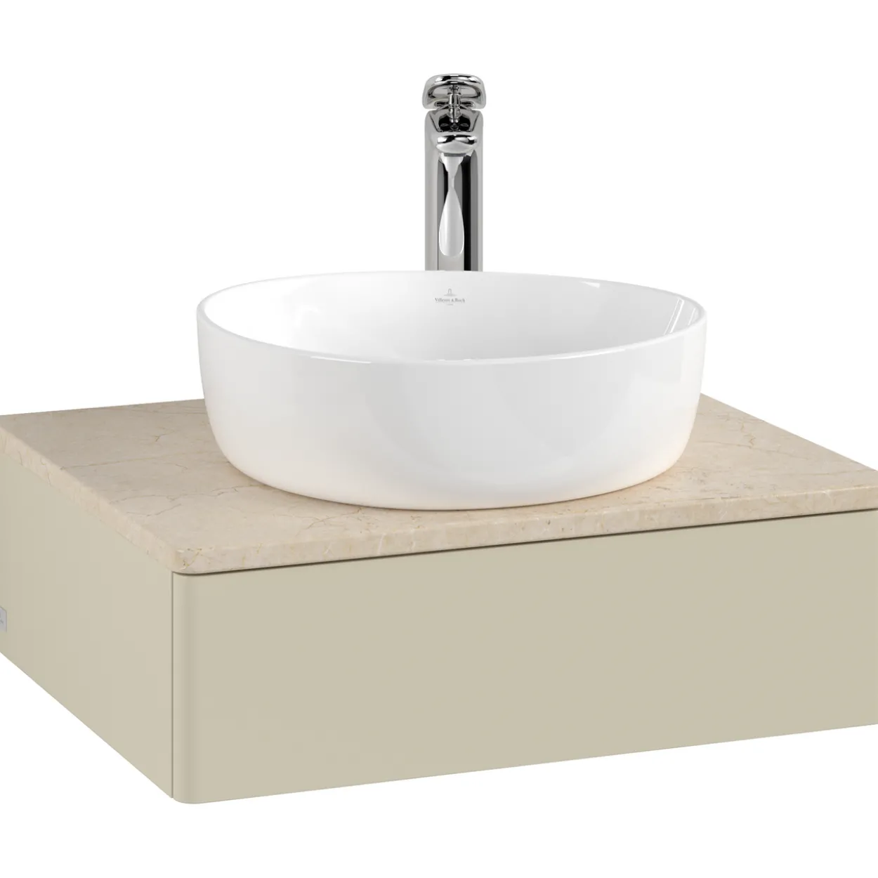 V&b antao servantskap 1 skuff glatt 600x190x500 m/kranhull silkegrå/créme