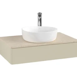 V&b antao servantskap 1 skuff glatt 800x190x500 m/kranhull silkegrå/créme