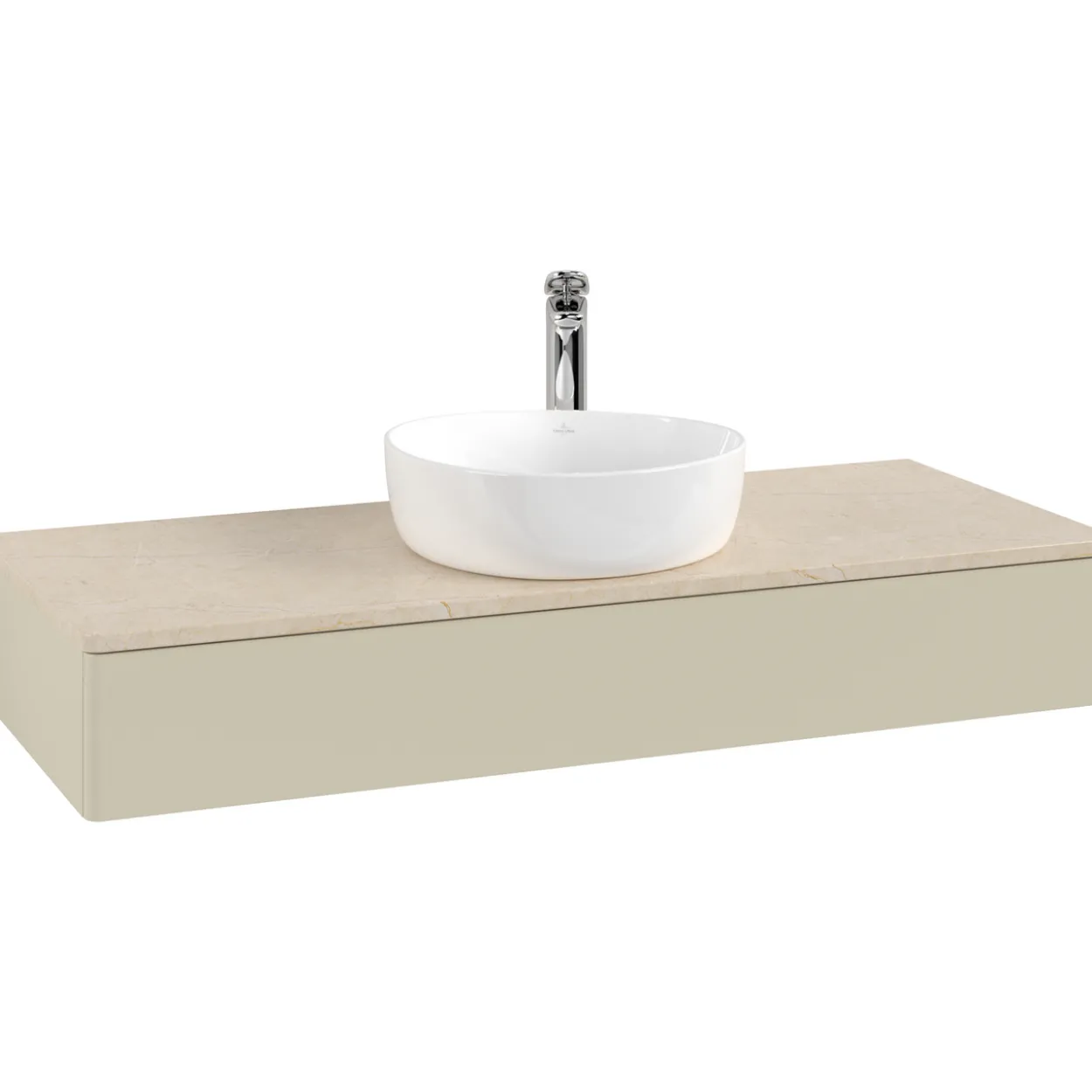V&b antao servantskap 1 skuff glatt 1200x190x500 m/kranhull silkegrå/créme