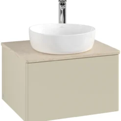 V&b antao servantskap 1 skuff glatt 600x360x500 m/kranhull silkegrå/créme