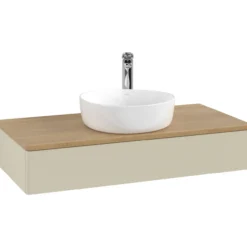 V&b antao servantskap 1 skuff glatt 1000x190x500 m/kranhull silkegrå/eik