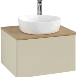 V&b antao servantskap 1 skuff glatt 600x360x500 m/kranhull silkegrå/eik