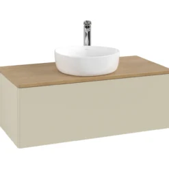 V&b antao servantskap 1 skuff glatt 1000x360x500 m/kranhull silkegrå/eik