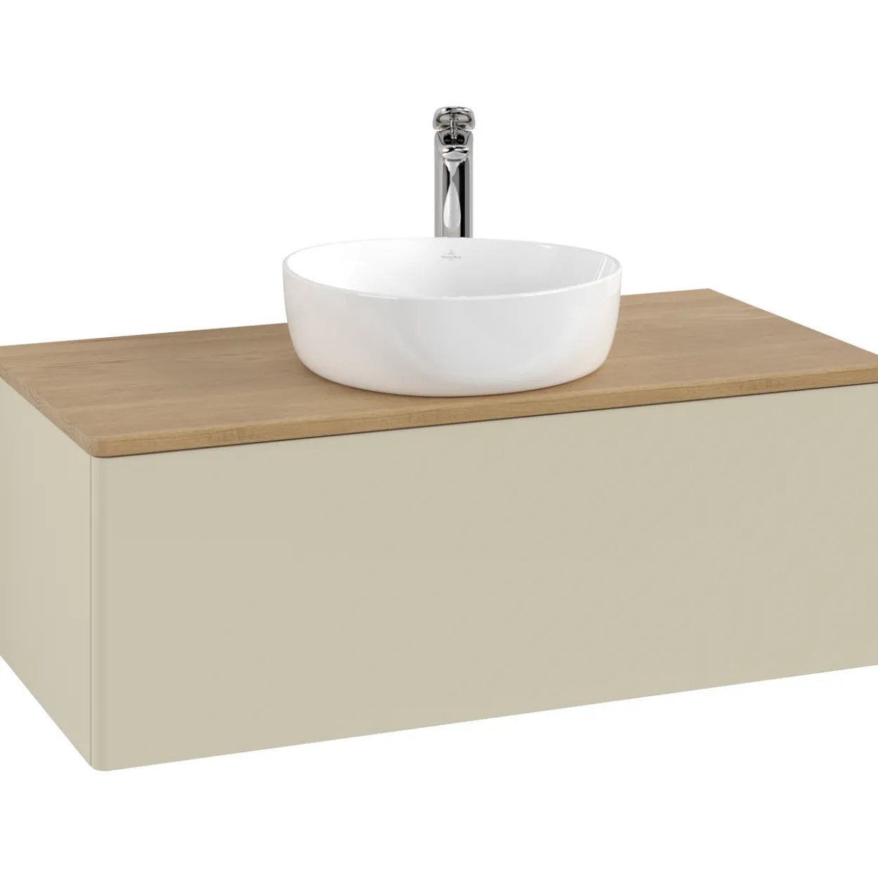 V&b antao servantskap 1 skuff glatt 1000x360x500 m/kranhull silkegrå/eik