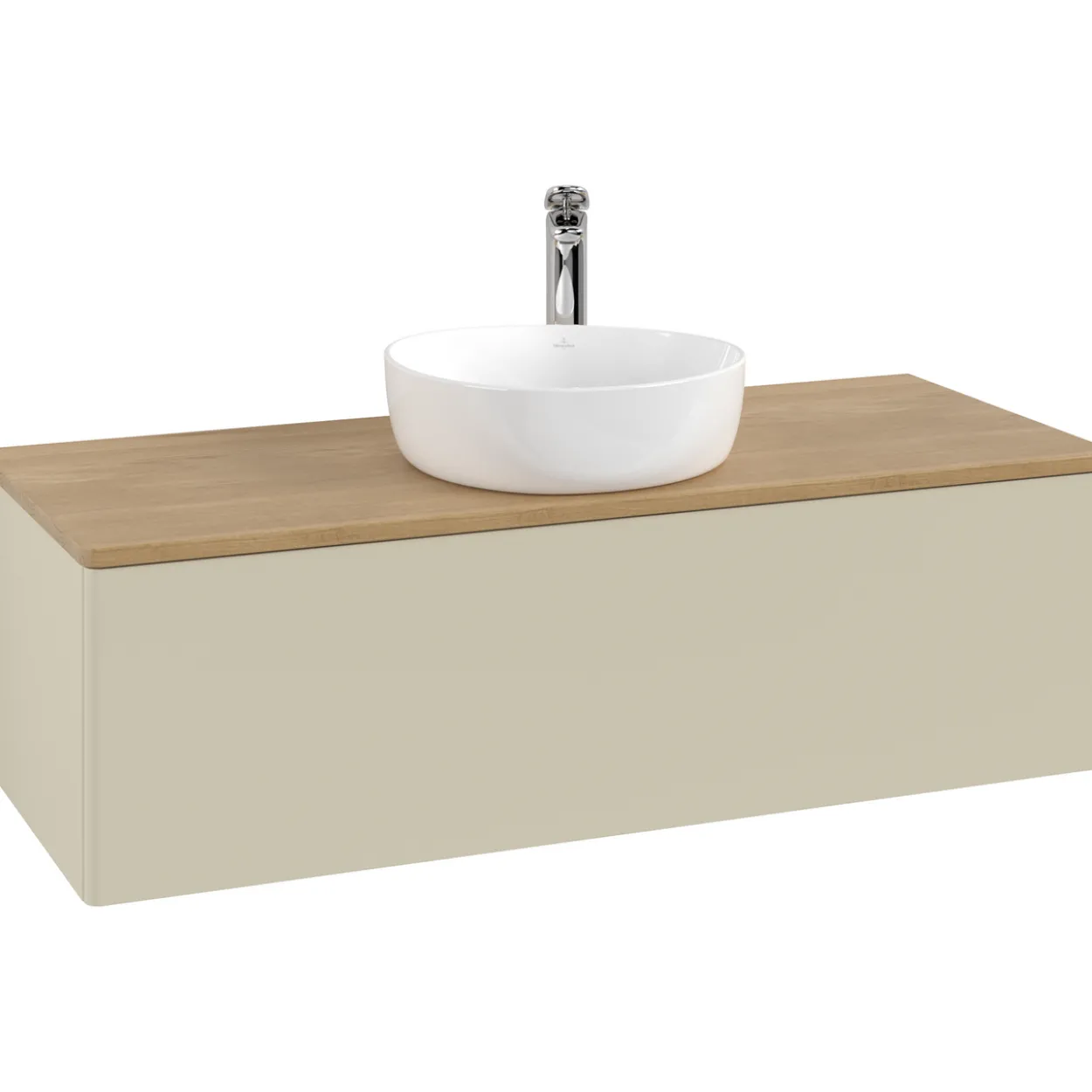 V&b antao servantskap 1 skuff glatt 1200x360x500 m/kranhull silkegrå/eik